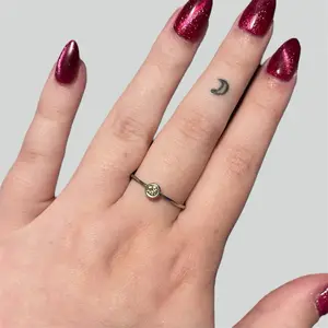 Dainty Uranium Glass Stainless Steel Ring