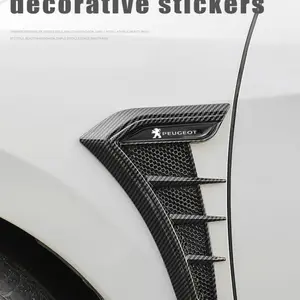 Universal Car Fender Decorative Stickers, Car Decals, Shark Scales Design, Carbon Fiber Material, Fits Multiple Models Including Peugeot Series