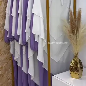 Everythingby_jce Khimar Set in Purple & White with Ruffled Layers for Elegant Wear