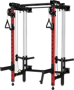 GSGEF35 Folding Power Rack 4-in-1 Home Gym with Cable Pulley System, Multi-Grip Pull-Up Bar, Landmine, 80+ Exercises Space-Saving Gym Equipment Easy Folding for Small Spaces