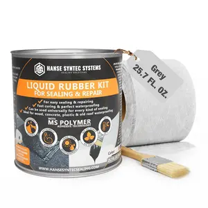 HSS KIT – MS Polymer Sealant for Roof, Cracks, & Any Repairs, Solvent-Free, Liquid Membrane - incl.Reinforcement & Brush - 25.7oz (Grey)