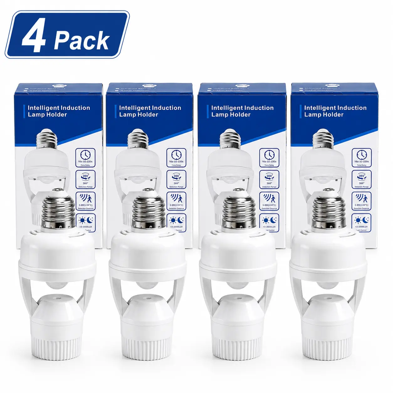 E27 Motion Sensor Light Socket Adapter, Automatic Bulb Socket Converter with Adjustable Delay Time, Motion Activated Light Holder for Hallway, Garage, Basement, Porch & Home,Neon,  color temperature control bombilla inteligente