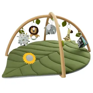 Multi-Functional Activity Rug - Extra-Large Organic Leaf Design, 6 Detachable Interactive Attachments for Floor Exploration, Enhances Coordination & Sensory Engagement | Versatile Essentials & Gift-Ready Design