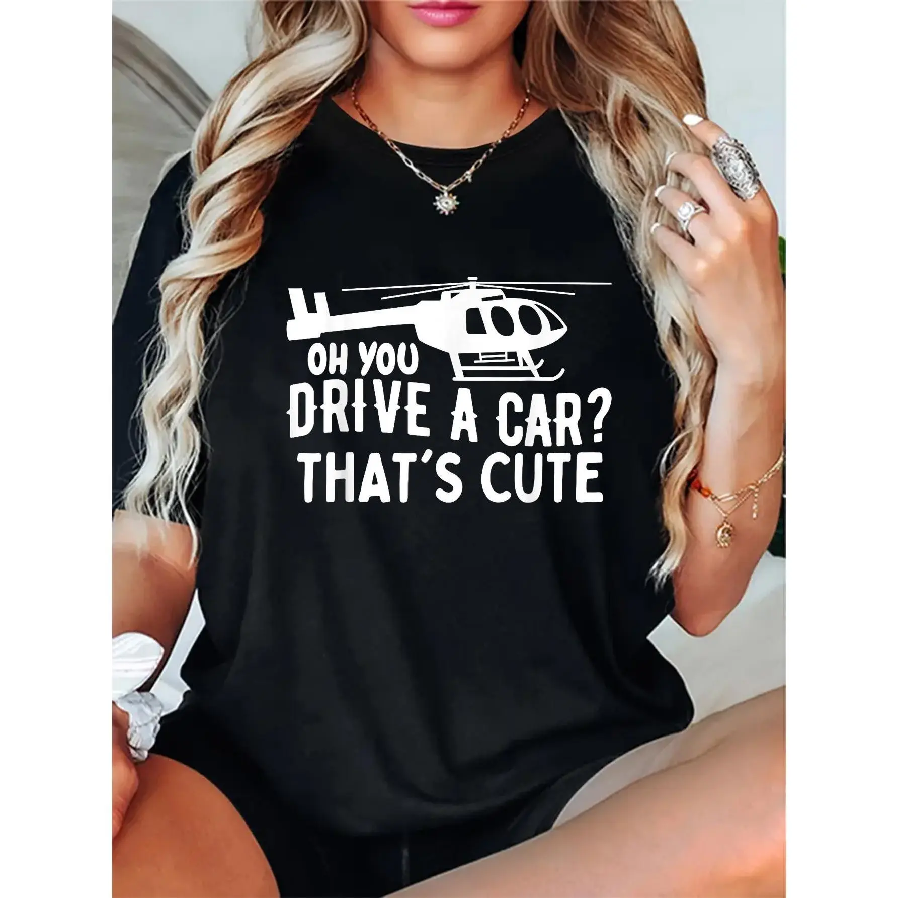 Fashion Tshirt Funny Rotocraft Aviation Helicopter Pilot T-Shirt Tops Womenswear Casual Crewneck Shortsleeve shirts women vintage graphic tees