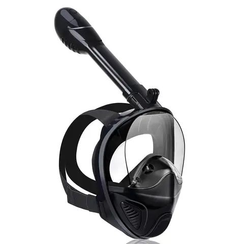 JRing Unisex Full-Face Diving Mask, Diving Gear with Detachable Action Camera Mount, 180° Panoramic View, Anti-Fog, Anti-Leak, Adjustable Elastic Straps, CO2-Free Exhale, Comfortable Silicone Edge, Dry Top Respiratory Systems for Adults