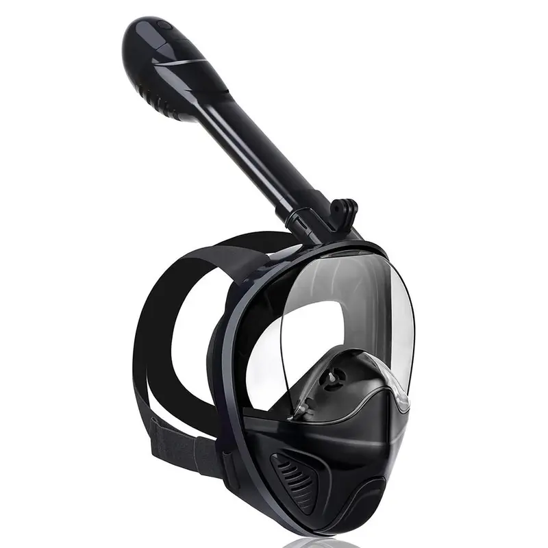 JRing Unisex Full-Face Diving Mask, Diving Gear with Detachable Action Camera Mount, 180° Panoramic View, Anti-Fog, Anti-Leak, Adjustable Elastic Straps, CO2-Free Exhale, Comfortable Silicone Edge, Dry Top Respiratory Systems for Adults