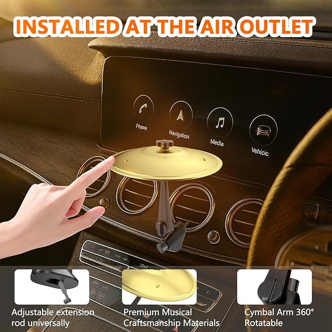 Car Cymbal Air Vent, Mini Car Crash Cymbals, Add Fun to Your Drive with Car Drum | A Great Gift For Drummers And Music Lovers | All Vehicle Types