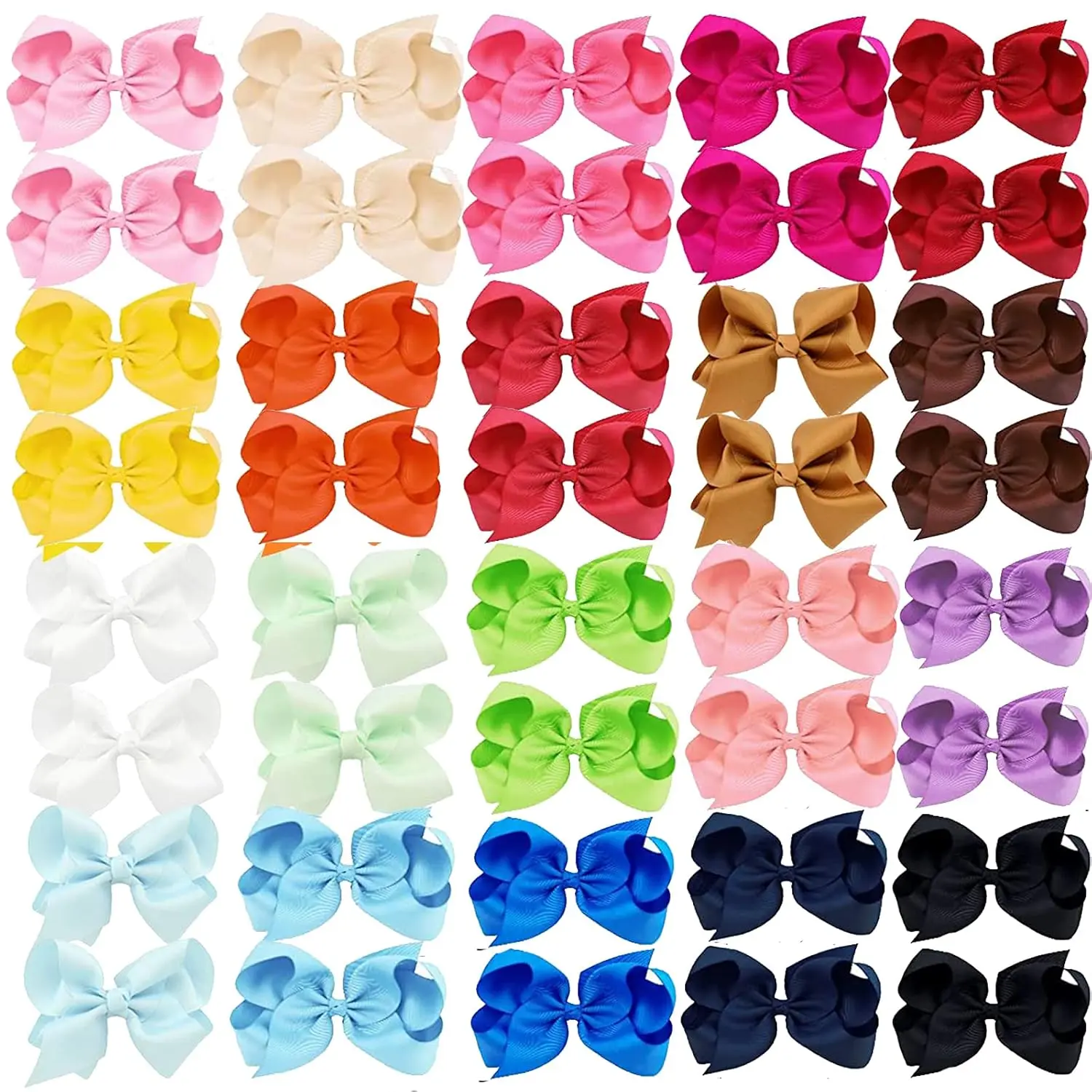 Hair Bows, 40 PCS 4 Inch Grosgrain Ribbon Bows Alligator Clips Hair Barrettes Hair Accessories for Girls Toddler Infants Kids Teens Children