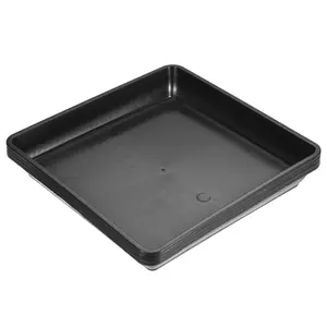 Unique Bargains Plant Pot Saucer 7 Inch Plastic Square Flower Drip Tray for Indoor Outdoor, Black Pack of 4