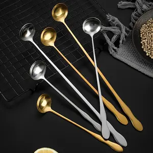 3pcs Stainless Steel Long Handle Teaspoon for Cocktails, Ice Coffee, and Tea - Mixing Spoon with Easy Grip Handle