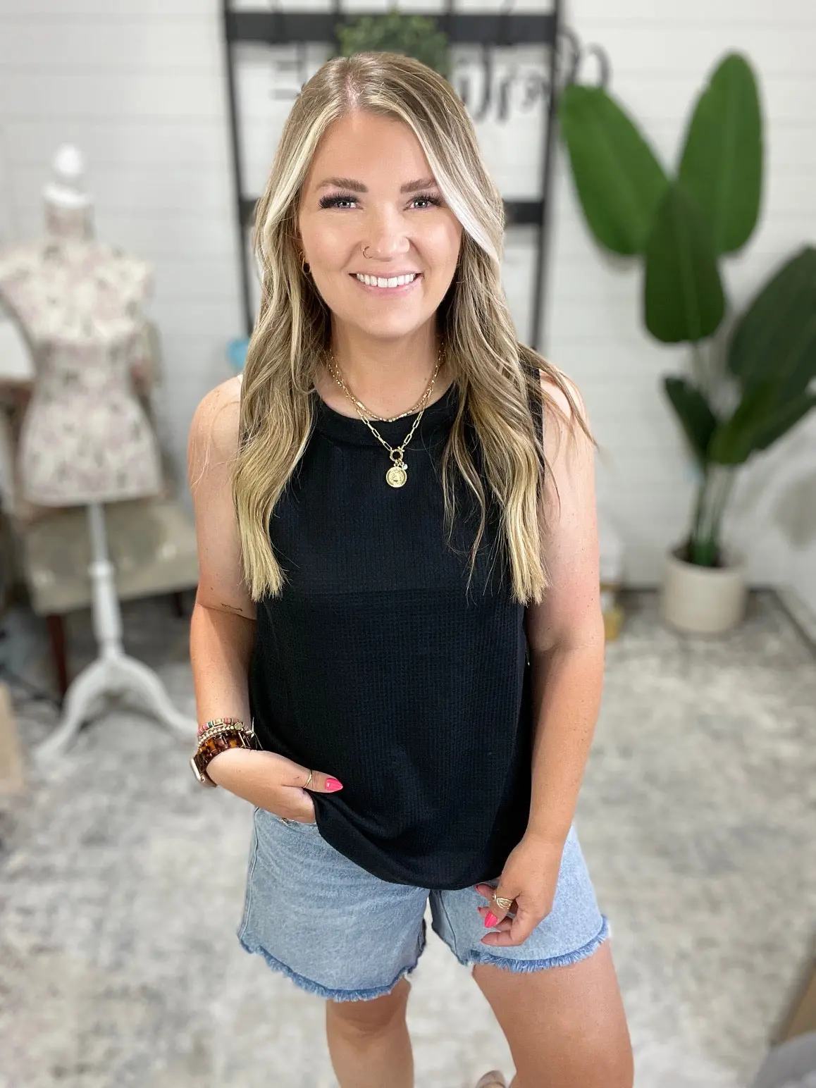 Thread Theory Round Neck Tank in Black