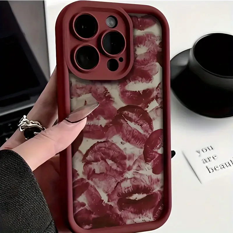 Gaozhu Wine Red Fashion Red Lip TPU Anti-Fall Protective Case for Apple iPhone6/7/8/X/Xs/XR/XS max/11/12/13/14/15Pro max