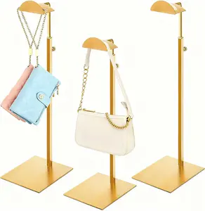 Gold Purse Display Stand, 2 Pack Handbag Display Stand Adjustable Height Stainless Steel Stability Non-slip Base,22lbs Large Bags Display Rack Luxury Purse Holder for Table Retail Closet
