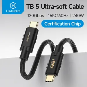 HAGIBIS Thunderbolt 5 Cable 120Gbps Data Transfer PD3.1 240W Charging 16K60Hz USB C to Type-C Data Cable CYPD2103 Chip Compatible With Thunderbolt 4 For iPhone16/15 MacBook