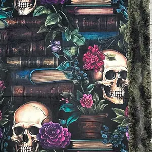 Books and Skulls on Camo Luxe Large 56x80 Minky Blanket - Perfect for Cozy Nights