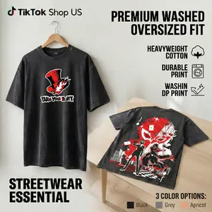 J0ker Phant0m Thieves Persona 5 T-Shirt Retro Game Vintage Oversized Tee – Y2K Unisex Acid Wash Graphic TankTop, Top Trendy Streetwear Gym Shirt For Movie Gamer Fans