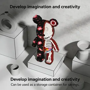 Double-Sided Skull Bear 3D Puzzle Building Blocks Decoration, Home Office Shelf Decor, Party Tabletop Display, Ideal Gift for Holidays