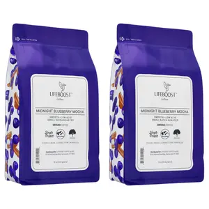 Lifeboost Midnight Blueberry Mocha – Low Acid, Organic, Single Origin, Non-GMO 12 oz – Ground Coffee