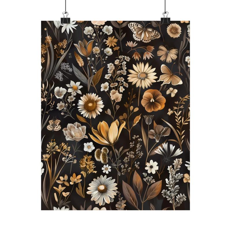 Wildflower Print,  Dark Academia Prints, Dark Botanical Prints, Moody Home Decor, Vintage Art Prints, Moody Wall Art, Dark Cottagecore Art