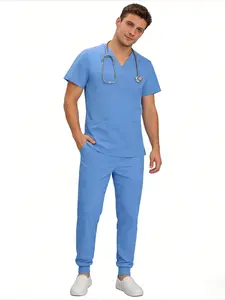 Durable Wear Resistant Casual New Solid Color Unisex Workwear Scrubs Set European American Style S-urgical Uniforms