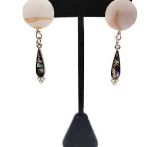 Aretes de cocha con abalon-Shell and abalone earrings for women
