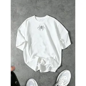 Men's Casual Spider Print Sports T-Shirt, Summer Breathable Sweat-Absorbent Comfort Design, Slim Fit, Gothic Tee, Loose Style,summervibes
