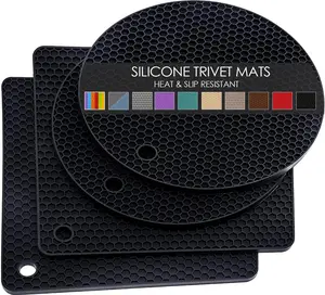 4 Pack Silicone Pot Holders & Hot Pads Heat Resistant Non-Slip Trivets for Hot Dishes, Kitchen Countertop Mats, Dishwasher Safe, BPA-Free Cooking Accessories