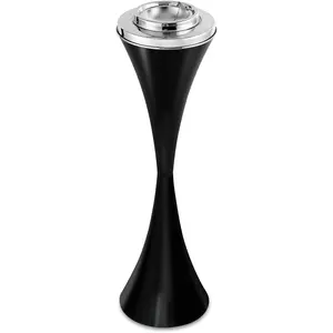 Floor Standing Ashtray with Lid, 23" Standing Ashtray, Outdoor Windproof Cigar Butt Ash Tray, Detachable Ash Tray Stand, Easy to Clean Tall Ashtrays, Stable Ashtrays for Outdoor or Indoor Use Black