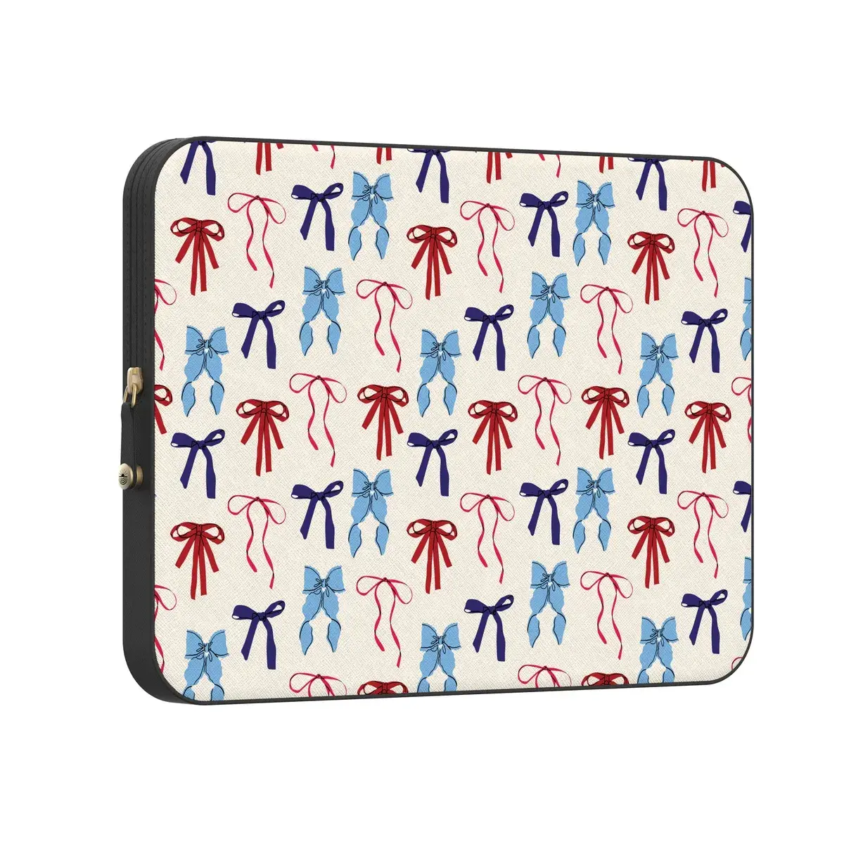 Casely PU Leather MacBook Laptop Sleeve Case - American Girlie Design, Red White & Blue Bows, for 4th of July, Memorial Day & American Patriotic Events