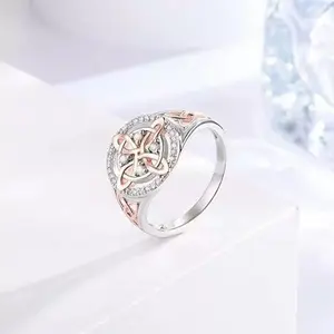 Witch’s Knot Ring Original Celtic Knot Jewelry with Cubic Zirconia for Pagan Devotion and Protection Valentine’s Day Gift