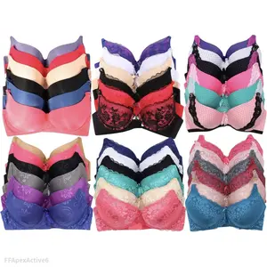 Women's Pack of 6 Random Assorted Print Bras (Sizes 30A to 46DDD)FFApexActive6