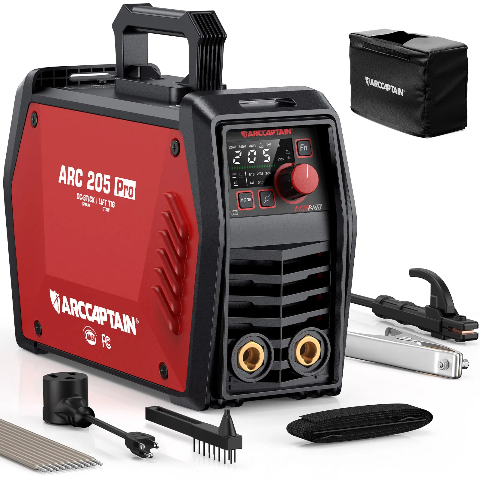 ARCCAPTAIN iControl ARC205 Pro Stick Welder, [APP Control] 205Amp ARC/Lift TIG Welding Machine, Large LED Display, IGBT Inverter 110V/220V MMA Welder with Hot Start, Arc force, and Anti-Stick