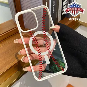 Magnetic Phone Case for iPhone 16 15 Pro Max 14 Plus 16E 13 12 11 X XS XR Baseball Pattern TPU Shockproof Anti-Scratch Stylish Smartphone Cover