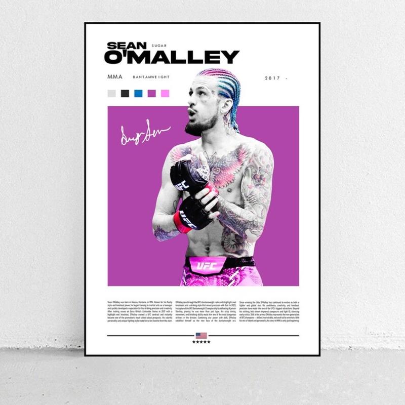 MMA Fighter Poster Set: Sean O'Malley, Nate Diaz, Ilia Topuria, Alex Pereira, Israel Adesanya, Max Holloway