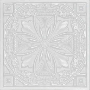 A La Maison Ceilings Lucas's Shield 20 in x 20 in Decorative Styrofoam Glue-up Ceiling Tiles - #R124 - (Pack of 8) / 21.6 sqft