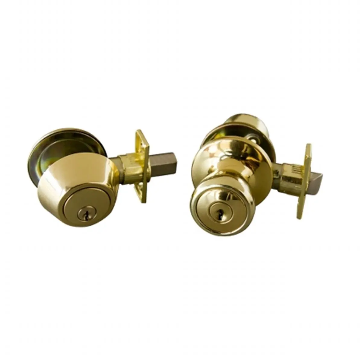 Design House 728329 Terrace 6 Way Latch Entry Door Knob- and Deadbolt Combo Polished Brass