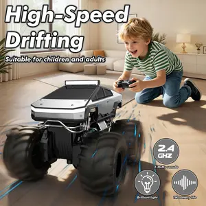 RC Pickup Truck 1:18 Scale, 4WD Waterproof Off-Road Car with LED Lights, 2.4GHz Remote Control Drift Car Toy for Kids Boys & Girls 6+,Amphibious Car
