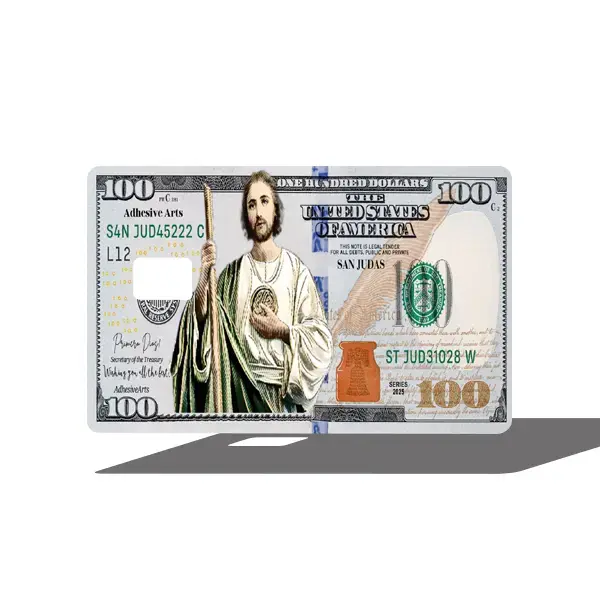 2 PACK San Judas Tadeo 100Bill Debit Card Skin/Sticker - High Quality Vinyl, Ideal for Customization and Personalization