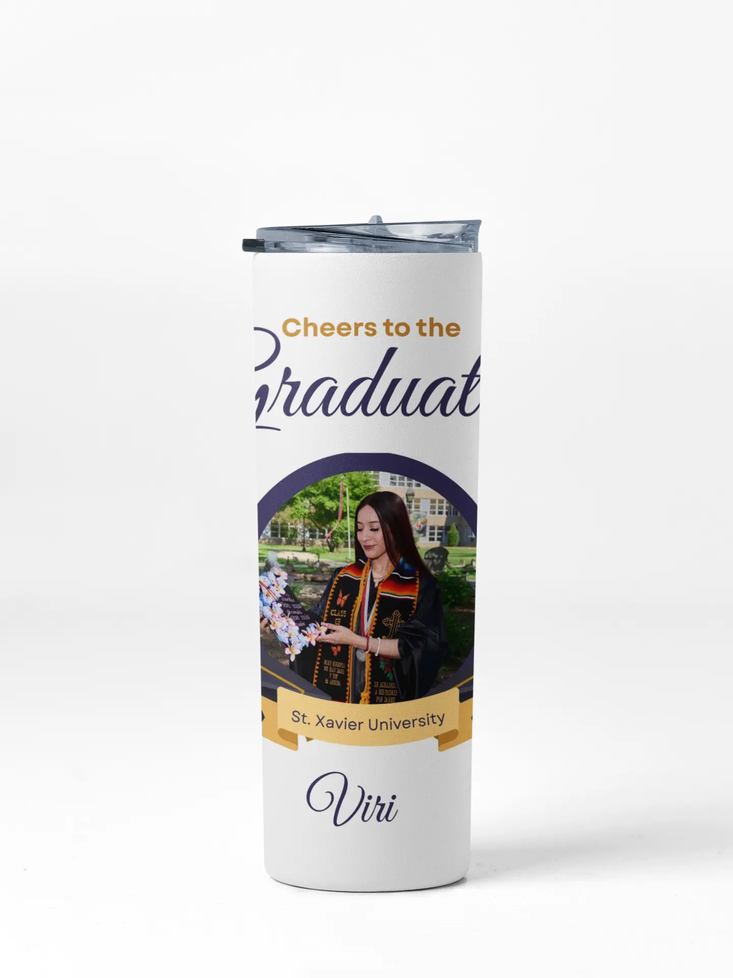 Personalized Photo Graduation 20oz Skinny Tumbler – Custom Picture Gift