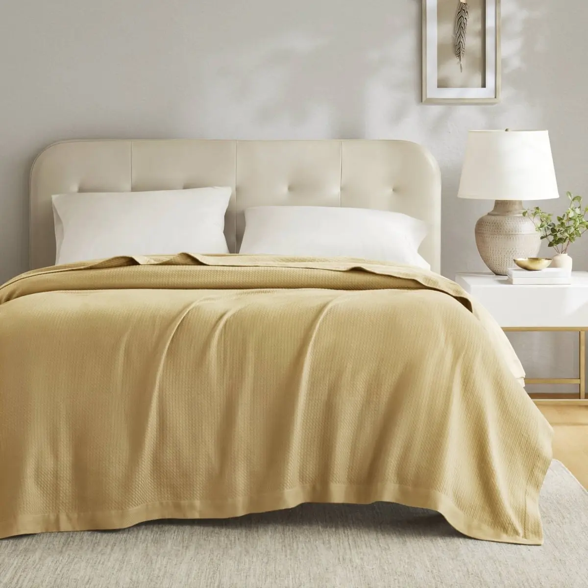 Madison Park Cozy Throw Blanket - Soft Warm Mustard Blanket, Full & Queen Size Bedding Linen, Soft Warm Blanket