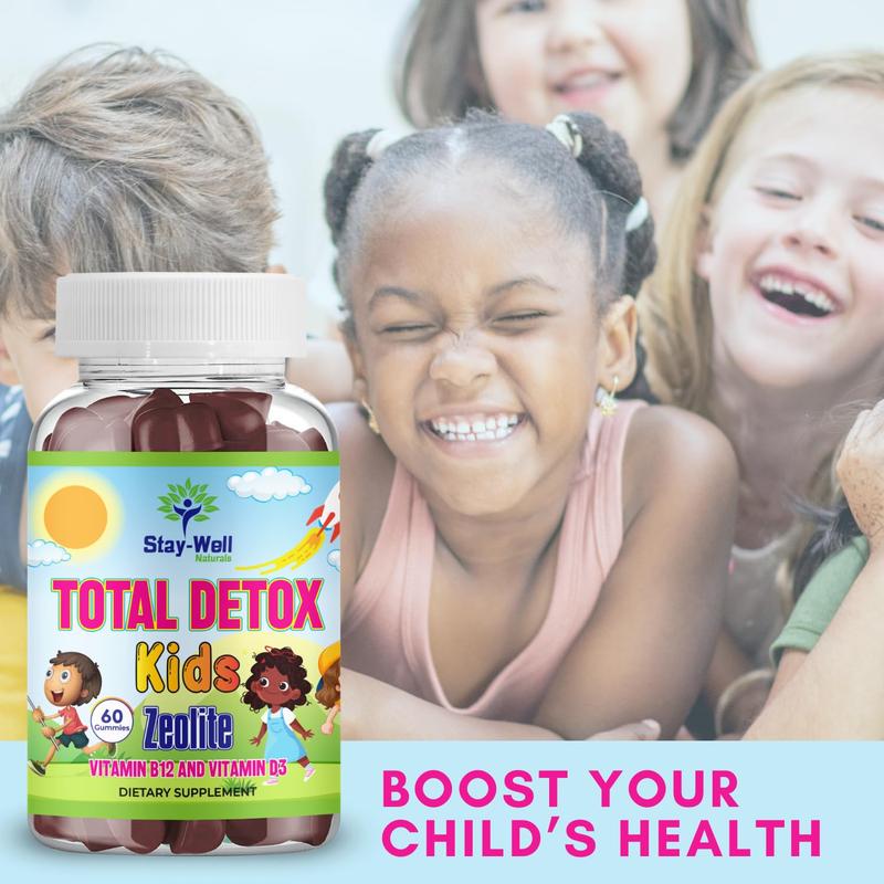 Stay-Well Naturals Natural Zeolite Heavy Metal Detox Kids, Chewable Gummy, Micronized Zeolite, Total Body Metal Cleanse, Toxin Cleanse, Non-GMO, 60 Mixed Berry Gummies