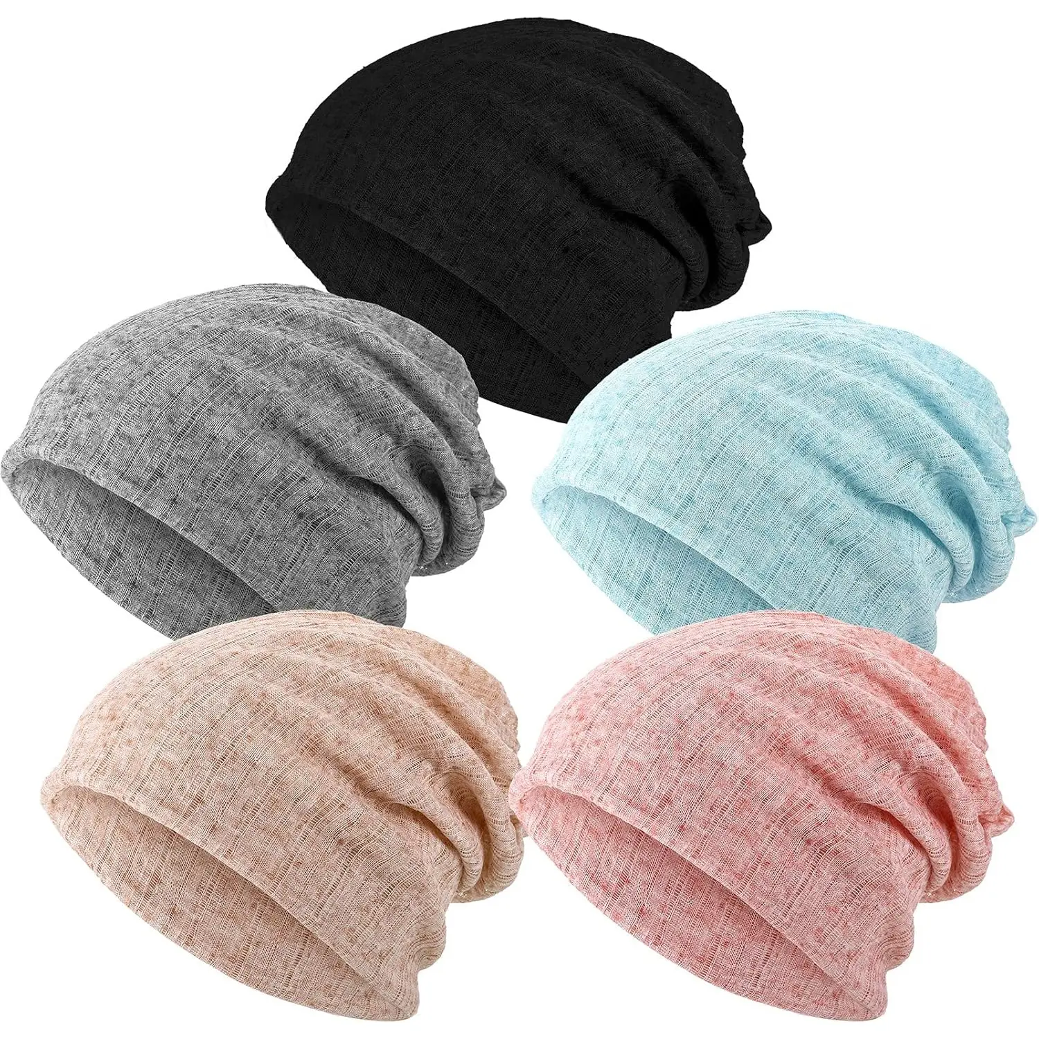 5 Pieces Women's Slouchy Beanie Chemo Hat Stretch Cancer Head Wraps Sleep Head Scarf for Cancer Patient