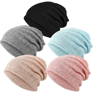 5 Pieces Women's Slouchy Beanie Chemo Hat Stretch Cancer Head Wraps Sleep Head Scarf for Cancer Patient
