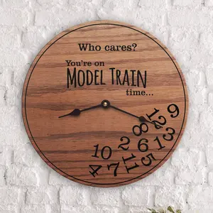 Funny Model Train Hobby Gift for N Z HO Scale Models - Wall Clock - Model Train Time - Hobby Gifts