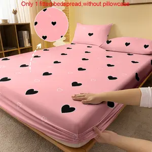 1 Simple Modern Heart-shaped geometry  Pattern Printed Flannel Bed Sheet, Bedroom Print Bed Cover, Bedding (no Pillowcases Included), Bedding Supplies