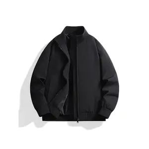 Bmuvlss Men'S Lightweight Navy Blue Bomber Jacket - Casual & Versatile Spring/Fall Outerwear with Stand Collar, Zip-Up Design, and Pockets, Polyester Lining, Perfect for Casual Attire, Spring Outerwear |   Sporty Bomber Jacket |   Zippered Jacket