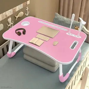 1pc Oversized Portable Laptop Bed Table - Foldable & Durable Wooden Computer Tray with Cup Holder, Drawer, USB, Fan & Light - Ideal for Reading, Writing on Bed, Sofa, Floor - Sleek  Design, Portable Work Station|   Modern Portable Table|   SAB12PeakVibe