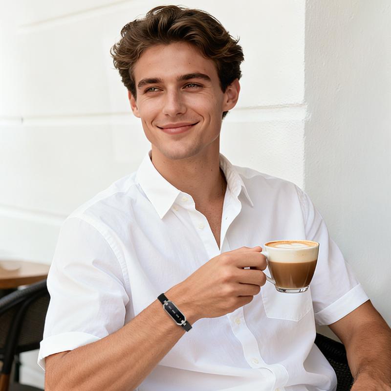 totwoo Morse Love Long Distance Touch Bracelets with Silicone Remote Vibration & Flash Sync Love Connect Gift for Couples Sun&Moon Women Jewelry