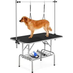 Pet Grooming Table for Large Dogs Adjustable Professional - Portable Trimming Drying Table W/Arm/Noose/Mesh Tray, Maximum Capacity up to 330LB