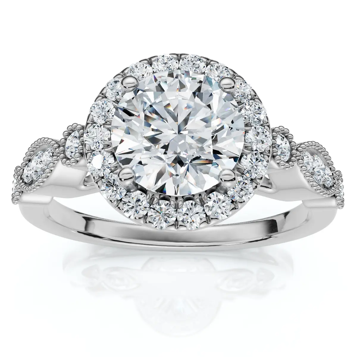 Certified 1 1/3Ct Diamond Round Engagement Ring 14k Gold or Platinum Lab Grown
